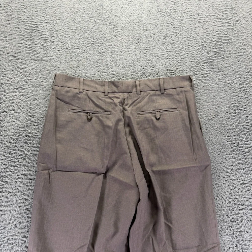 Perry Ellis Pant Mens 34x30 Brown Polyester Dress Straight Preppy Formal Career